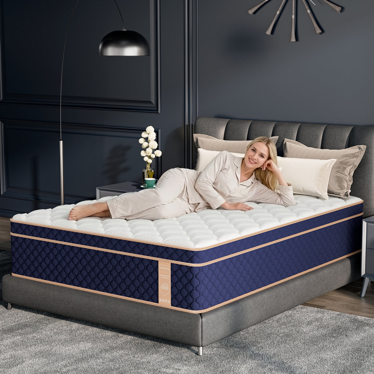 Medium Firm Gel Memory Foam Hybrid Pocket Spring Mattress in a Box, Pressure Relief, Motion Isolation