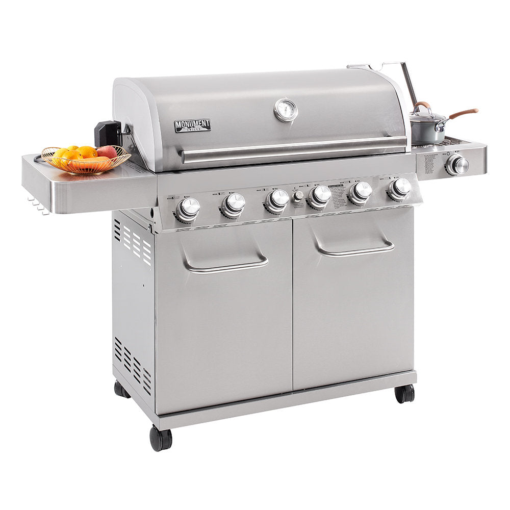 Monument Grills 77352, Full Stainless Steel 6+1 Burner Propane Gas Grill with Rotisserie Kit, 84,000 BTU  ¨C Perfect for Family BBQs & Holiday Gift