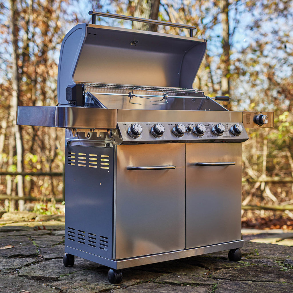 Monument Grills 77352, Full Stainless Steel 6+1 Burner Propane Gas Grill with Rotisserie Kit, 84,000 BTU  ¨C Perfect for Family BBQs & Holiday Gift