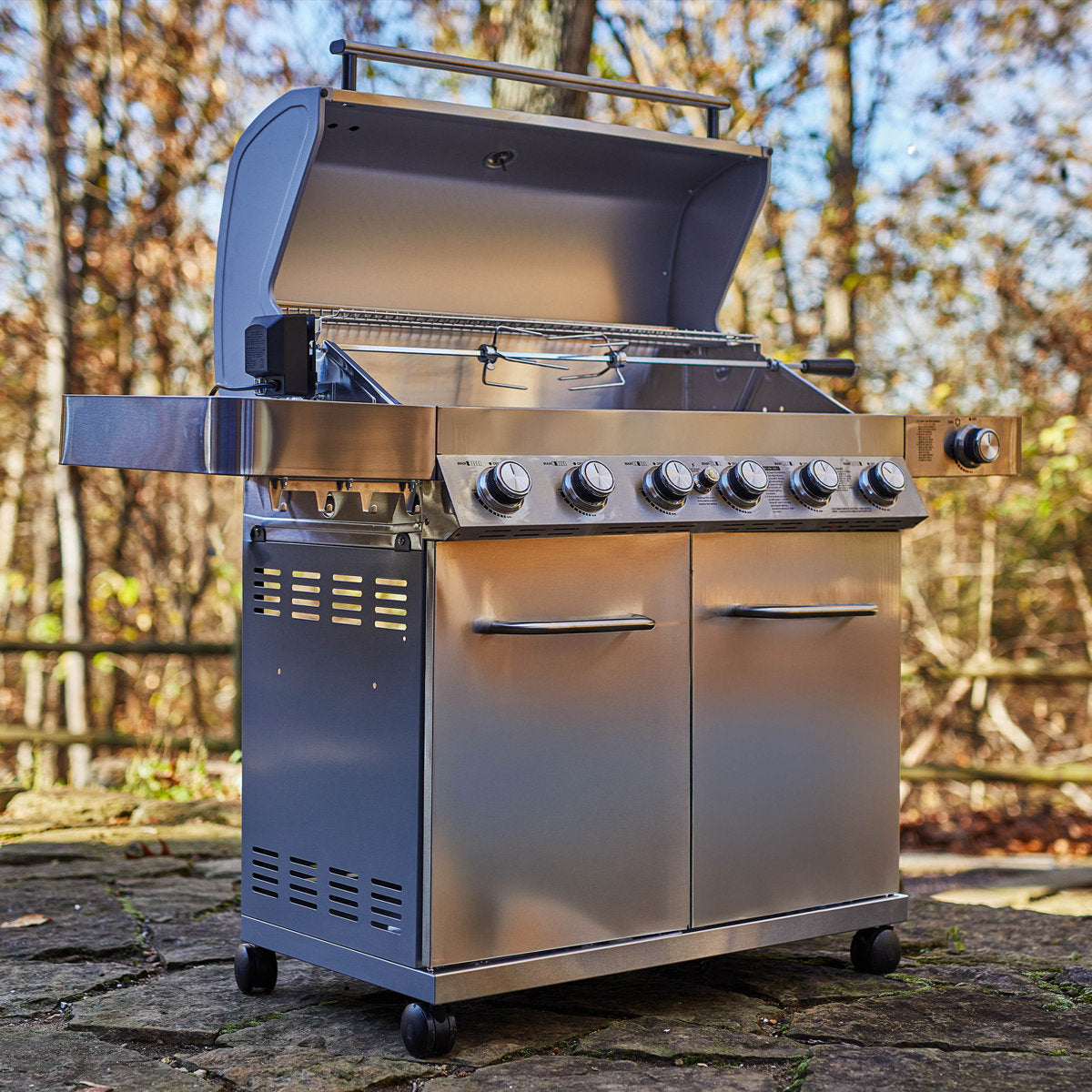 Monument Grills 77352, Full Stainless Steel 6+1 Burner Propane Gas Grill with Rotisserie Kit, 84,000 BTU  ¨C Perfect for Family BBQs & Holiday Gift