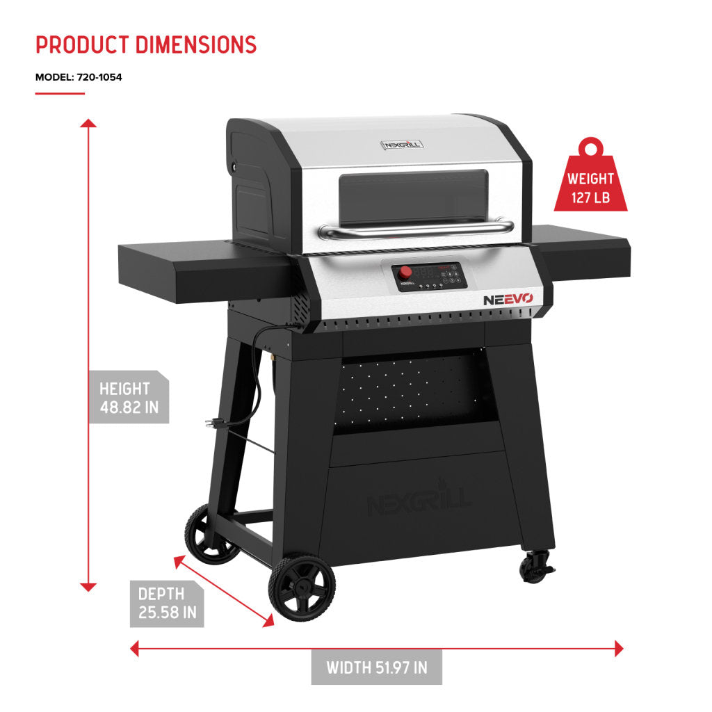 Neevo Smart Propane Grill 44,000 Btu, 2-burner Outdoor Bbq, Electronic Control, 714 Sq In Cooking Space, Cast Iron Grates, App Connected ¨C 720-1054