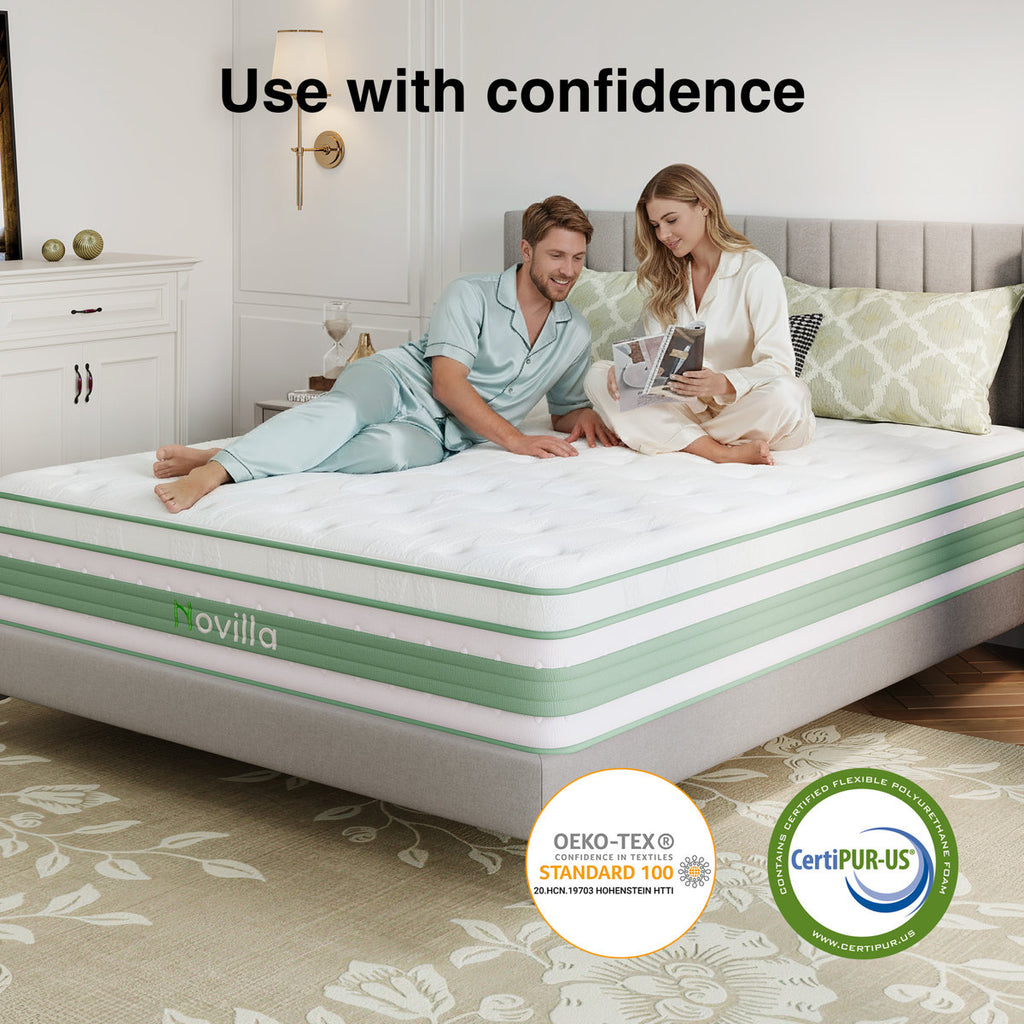 Novilla 14" Medium Firm Gel Memory Foam Hybrid Mattress with CertiPUR-US and ACA Certified
