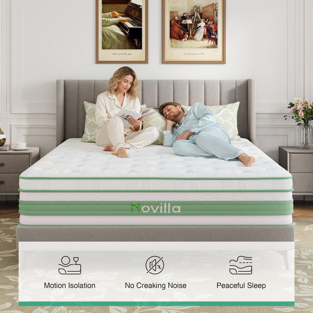 Novilla 14" Medium Firm Gel Memory Foam Hybrid Mattress with CertiPUR-US and ACA Certified
