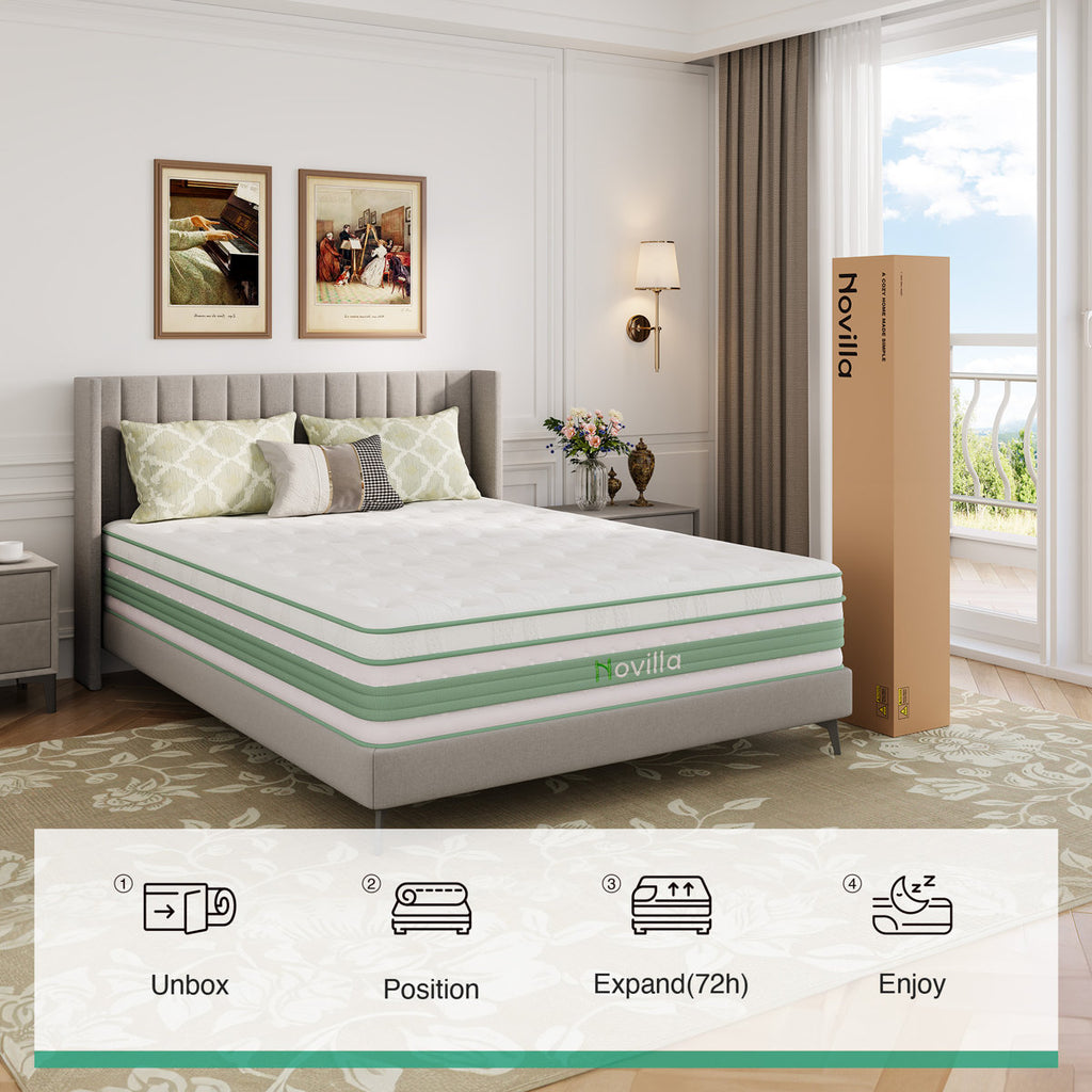 Novilla 14" Medium Firm Gel Memory Foam Hybrid Mattress with CertiPUR-US and ACA Certified