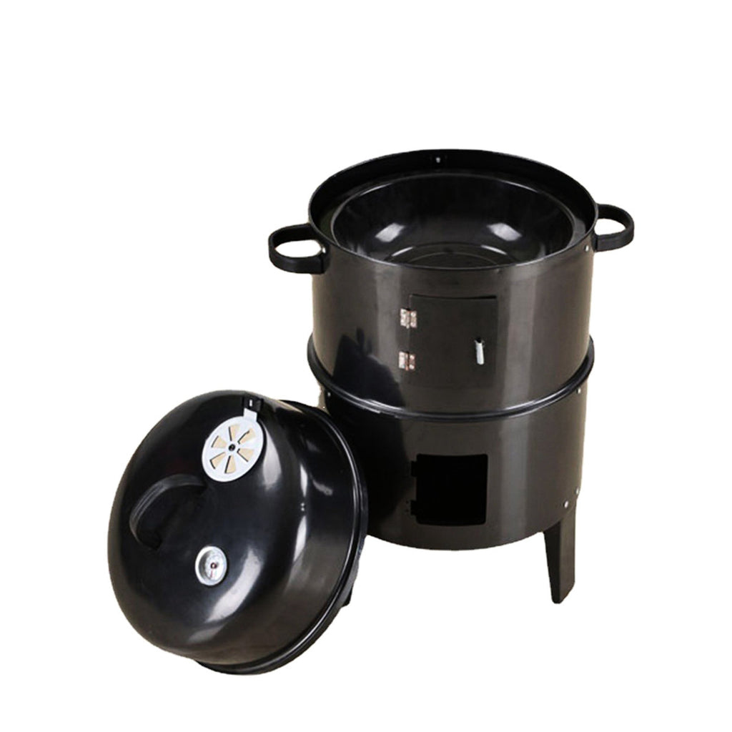 Outdoor Double-Layer Grill - Charcoal Wood Fired Braising & Smoking Stove For Delicious Bbq Garden Oven Enjoy Flavorful Barbecue In Yard