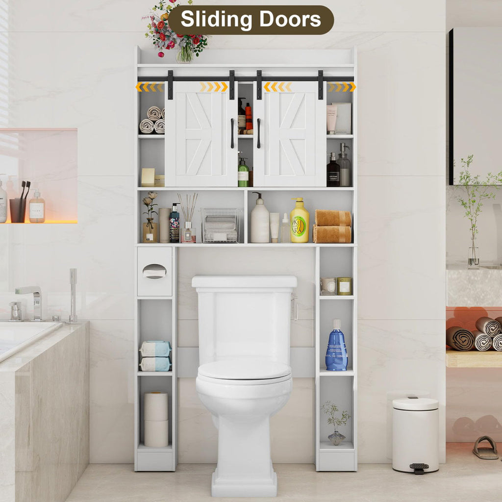 Over The Toilet Storage Toilet Paper Holder Cabinet Freestanding Bathroom Organizer Space-Saving for Bathroom Laundry Room