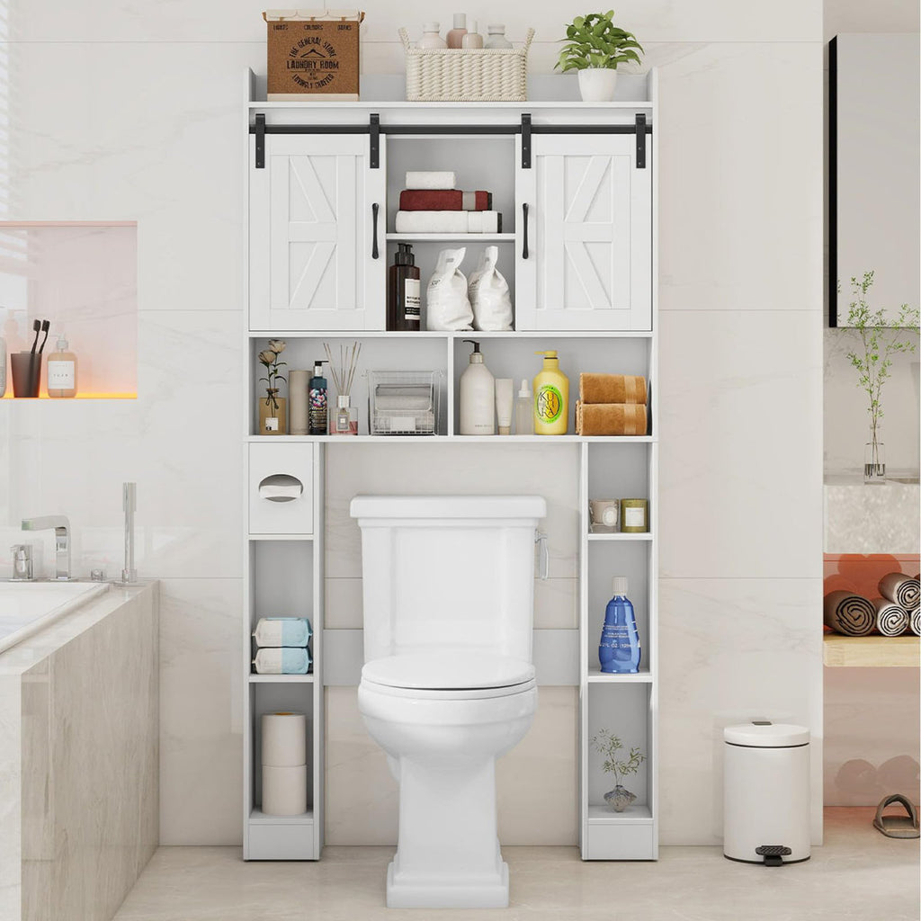 Over The Toilet Storage Toilet Paper Holder Cabinet Freestanding Bathroom Organizer Space-Saving for Bathroom Laundry Room