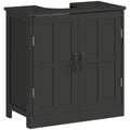 Pedestal Sink Storage Cabinet, Under Sink Cabinet with 2 Doors and Adjustable Shelf, Bathroom Vanity with U-Shape Cut-out, Black