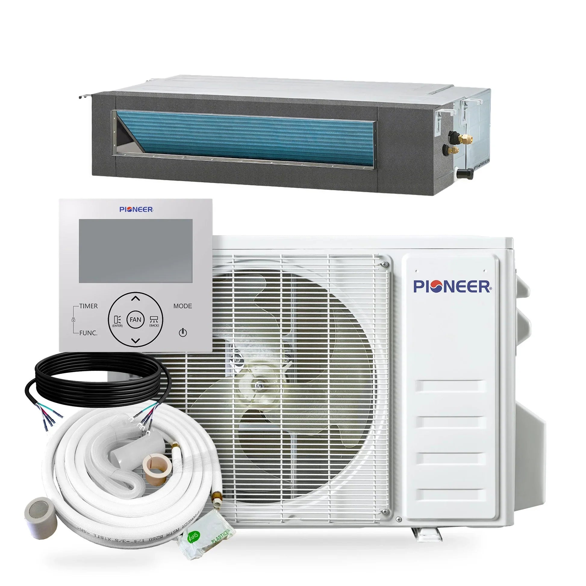 Pioneer® Quantum Ultra™ 9,000 BTU 20.5 SEER2 230V Ceiling Concealed Ducted Mini-Split Air Conditioner Full Set