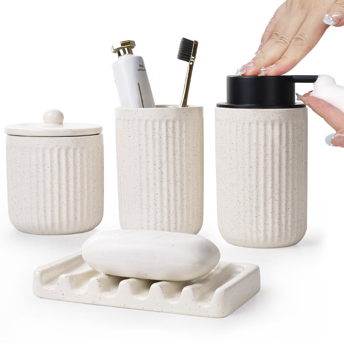 Pockmark Foaming Bathroom Set Recycled Eco-Clay