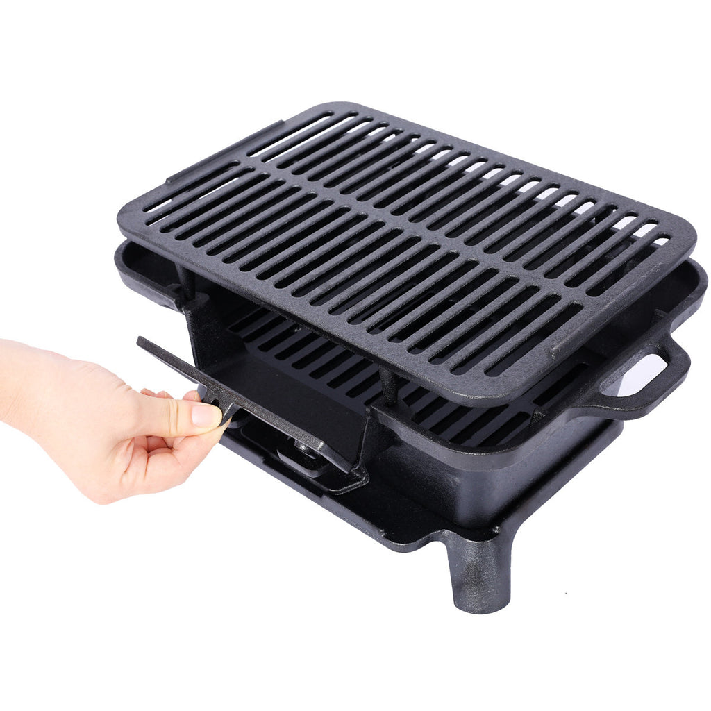 Portable Cast Iron Cooking Grill - Versatile For Different Foods, Ideal Camping And Picnics , Heat Retaining, Outdoor Culinary Experiences
