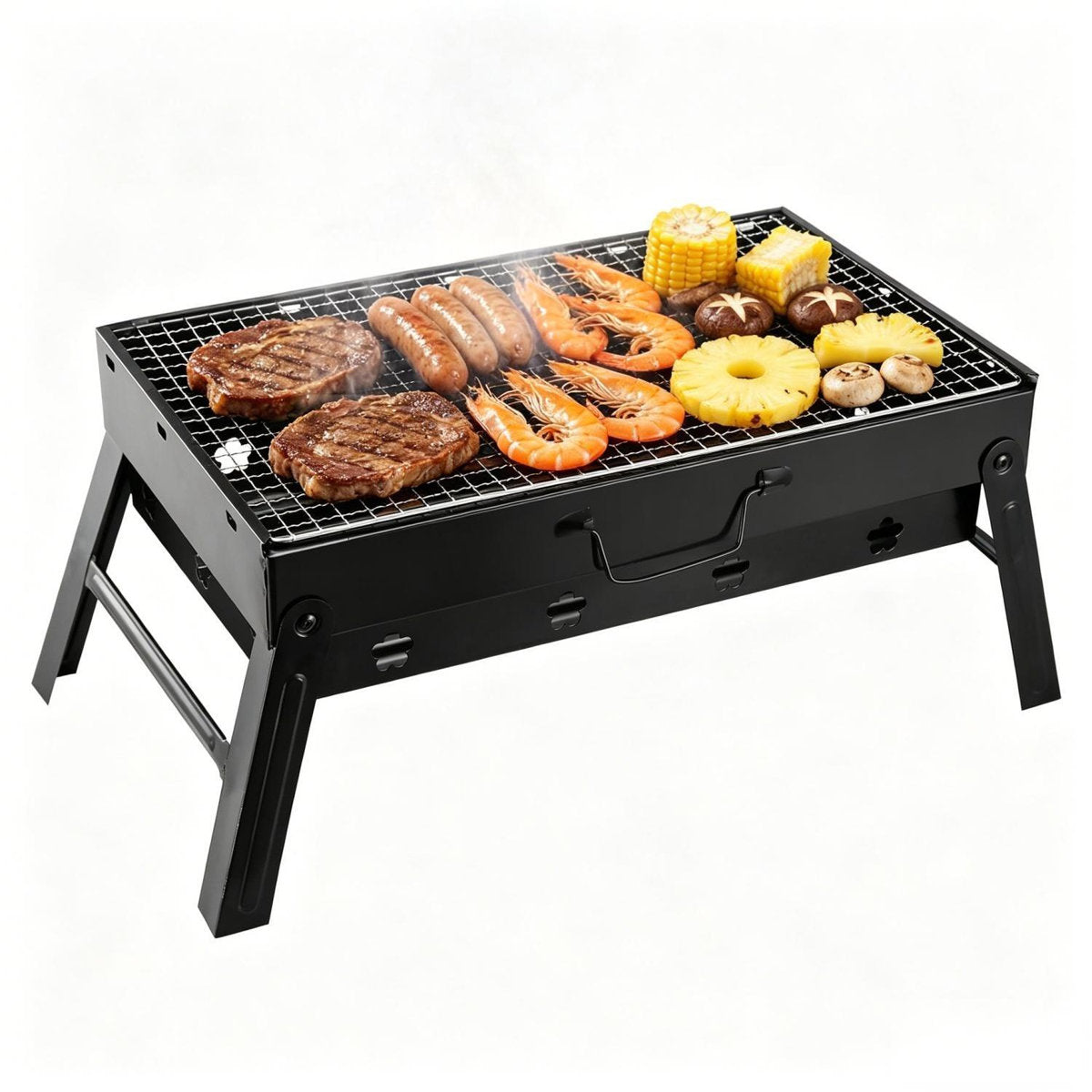 Portable Foldable Charcoal Grill with Carry Handle for Camping