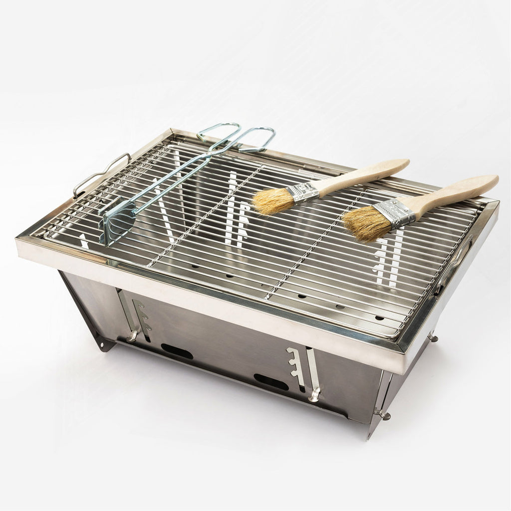 Portable Foldable Outdoor Charcoal BBQ Grill Set for Patio & Camping