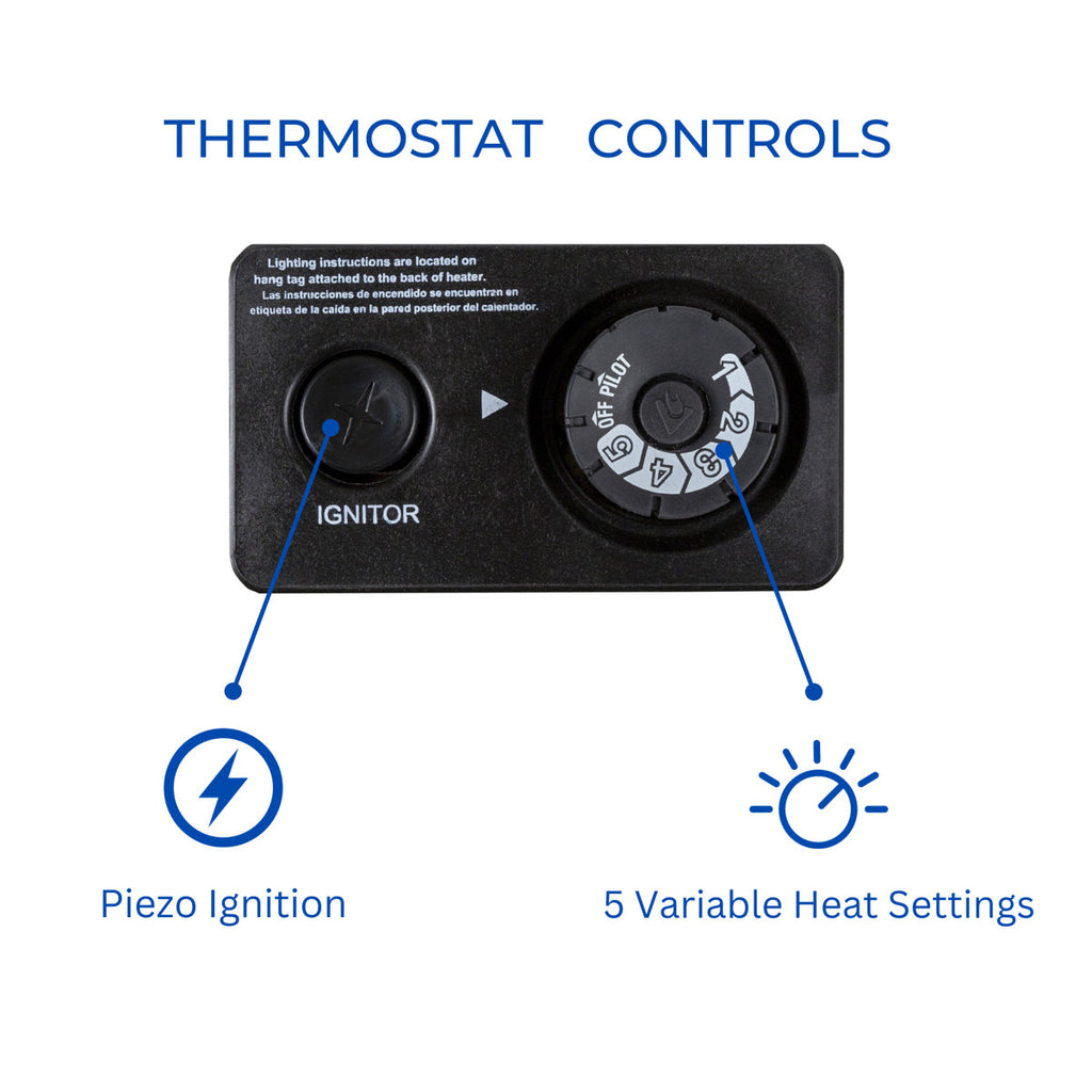 ProCom Heating Ventless Blue Flame Heater with Base Feet -T-Stat Control