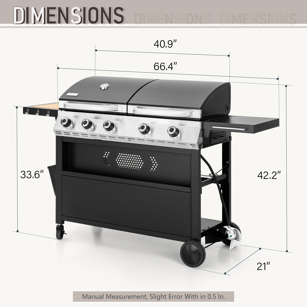 Propane Gas Griddle Grill Combo ¨C Dual BBQ Grill & Flat Top Griddle