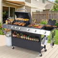 Propane Gas Grill And Flat Top Griddle Combo, 58000 Btu Dual Outdoor Bbq Station With Side Burner, Enameled Cast Iron Grates & Pan, Easy-clean Grease Management, 628 Sq.in Cooking Area