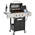 Propane Grill 3 Burner With Side Burner, Stainless Steel, 287 Sq. In. Cooking Area, 70.55 Lb Package Weight, Outdoor Bbq, Camping Steel Gas Grill, 40,500 , 16.83 In. Width, And Cover For Bbq