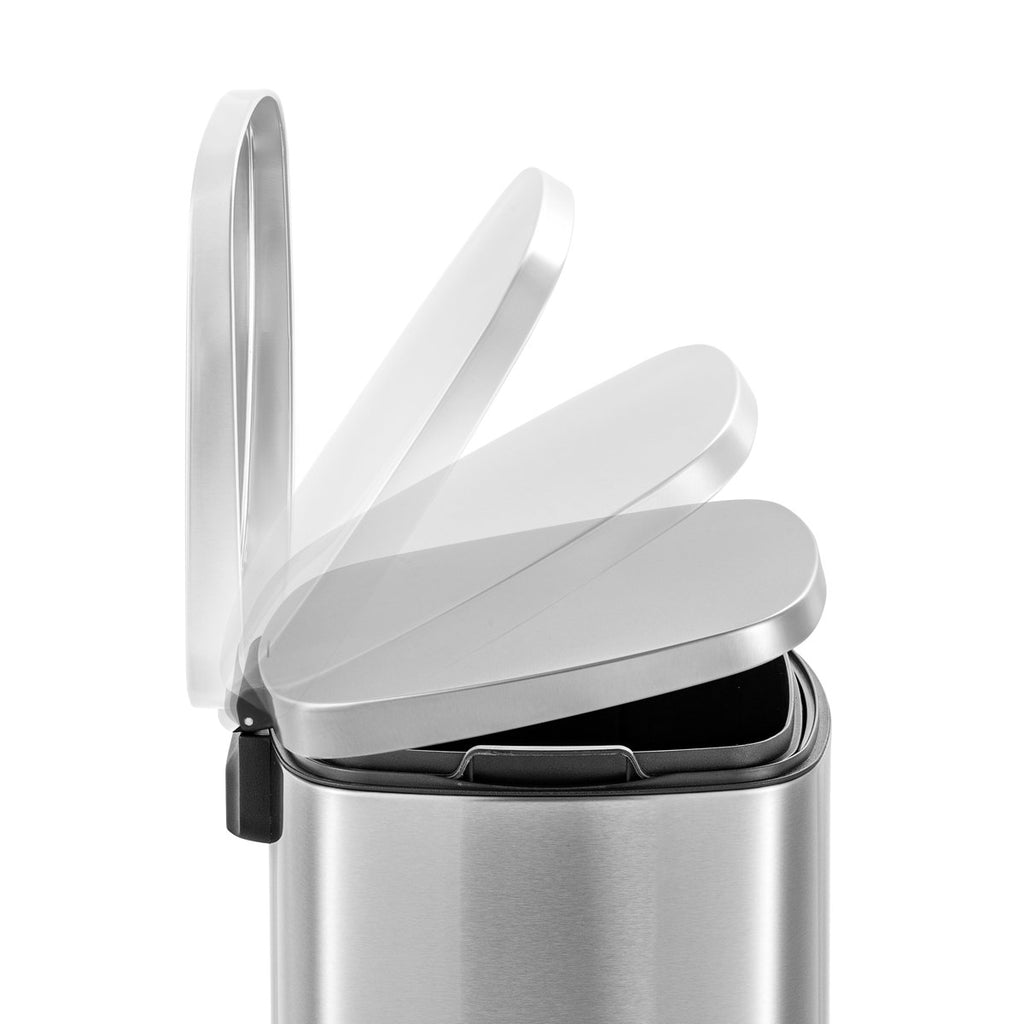 Qualiazero 13.2 Gallon & Two 1.3 Gallon Stainless Steel Rectangular Step On Trash Can Set