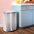 Qualiazero 13.2 Gallon & Two 1.3 Gallon Stainless Steel Rectangular Step On Trash Can Set