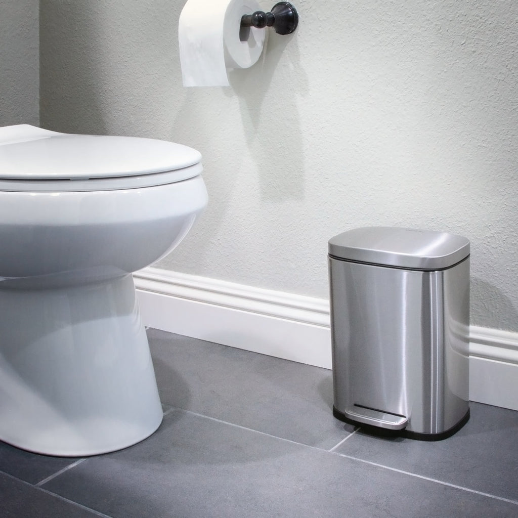 Qualiazero 13.2 Gallon & Two 1.3 Gallon Stainless Steel Rectangular Step On Trash Can Set