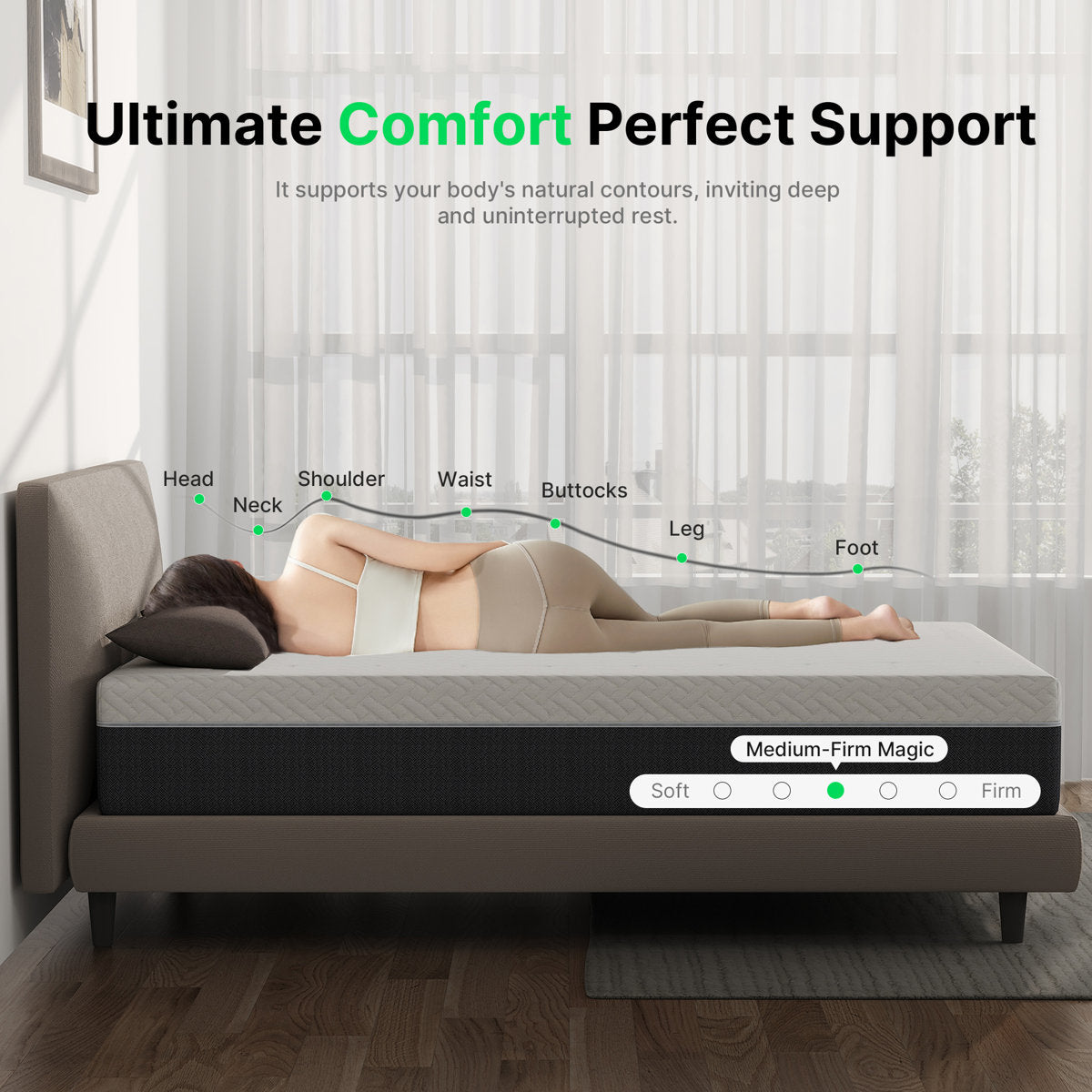 Queen Gel Memory Foam Mattress, Medium Firm Cooling Design, Removable Zipper Cover, Pressure Relief, Mattress in a Box