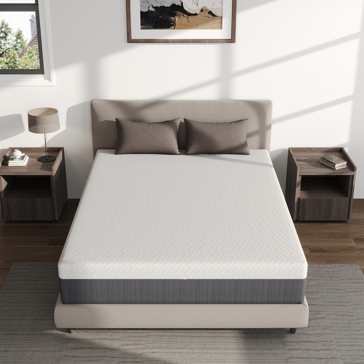 Queen Gel Memory Foam Mattress, Medium Firm Cooling Design, Removable Zipper Cover, Pressure Relief, Mattress in a Box
