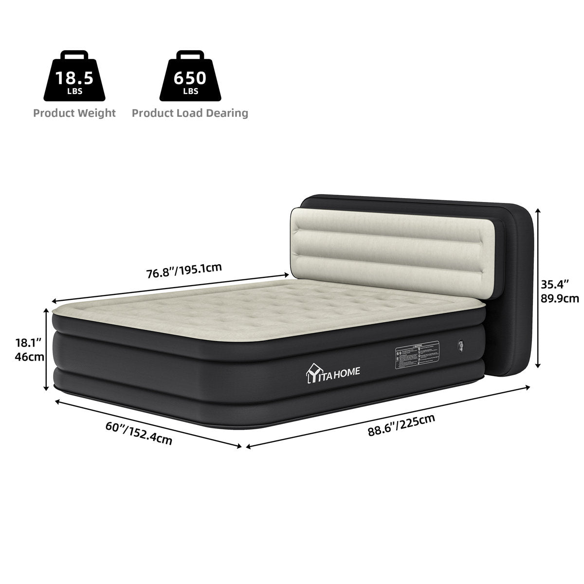 Queen Size Air Bed with Headboard