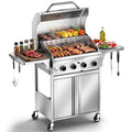 R.W.FLAME Elite 304 Stainless Steel  4 - Burner LP Gas Grill, 32K BTU Power, Equipped with Dual - Brake Wheels¡ªPerfect for Family BBQs & a Great Holiday Gift