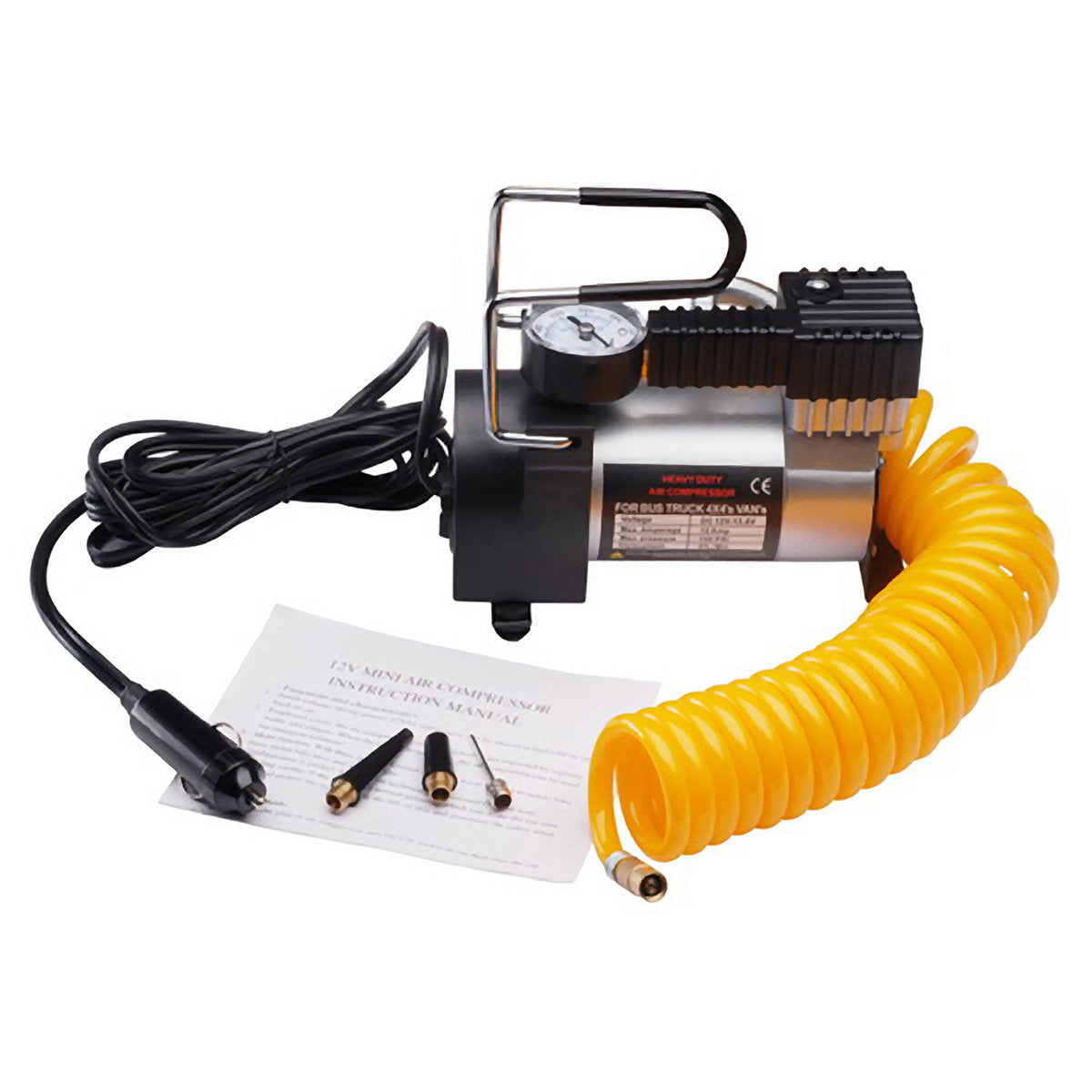 RAD Sportz Tire Inflator Portable Air Compressor - Electric Air Pump for Bikes or Cars Powered by Auxiliary Power Outlet - Car Accessories