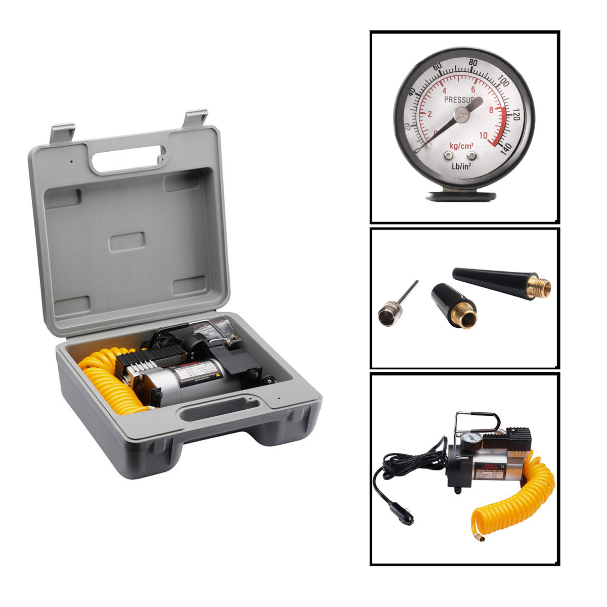 RAD Sportz Tire Inflator Portable Air Compressor - Electric Air Pump for Bikes or Cars Powered by Auxiliary Power Outlet - Car Accessories