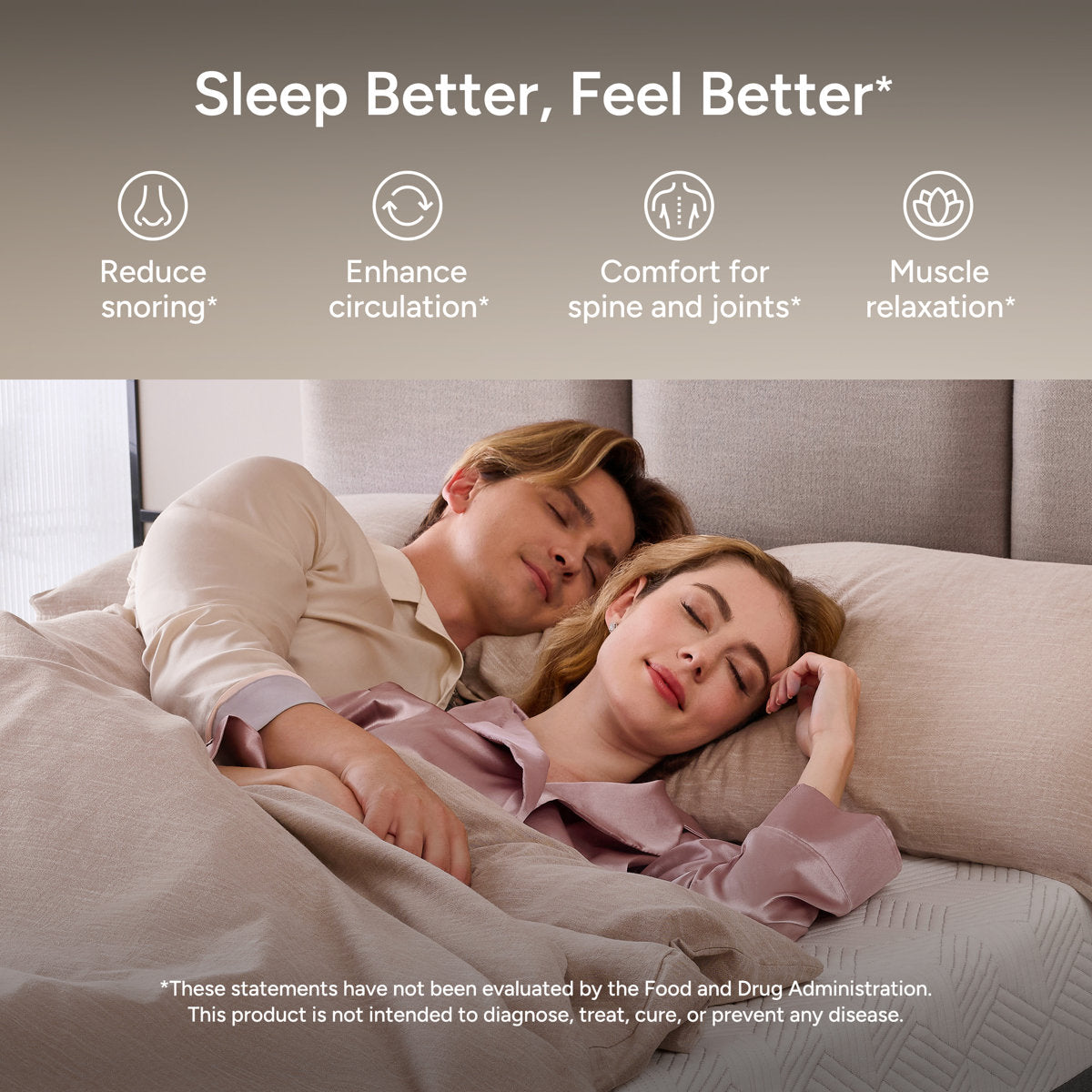Renanim SerenityFlex Adjustable Bed with 14" Memory Foam Mattress, Massage, USB, Remote & App