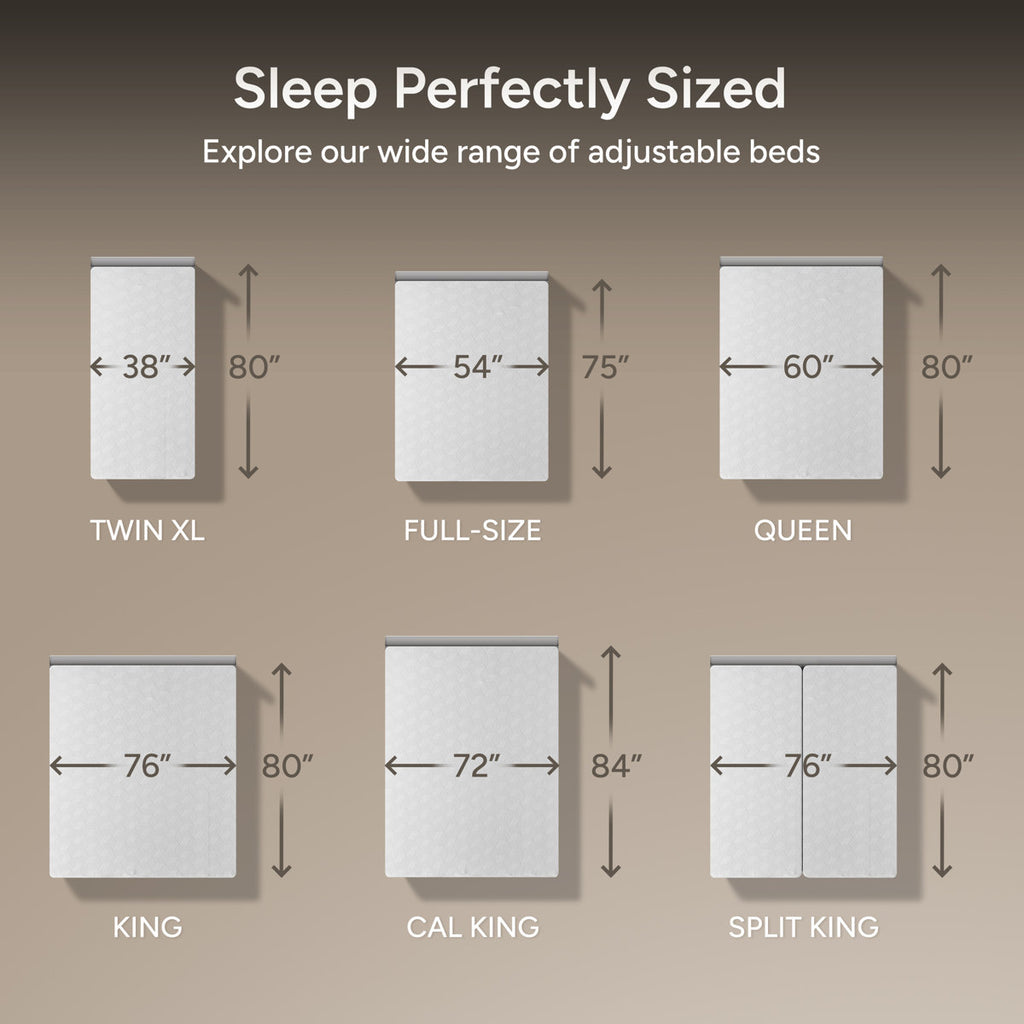 Renanim SerenityFlex Adjustable Bed with 14" Memory Foam Mattress, Massage, USB, Remote & App