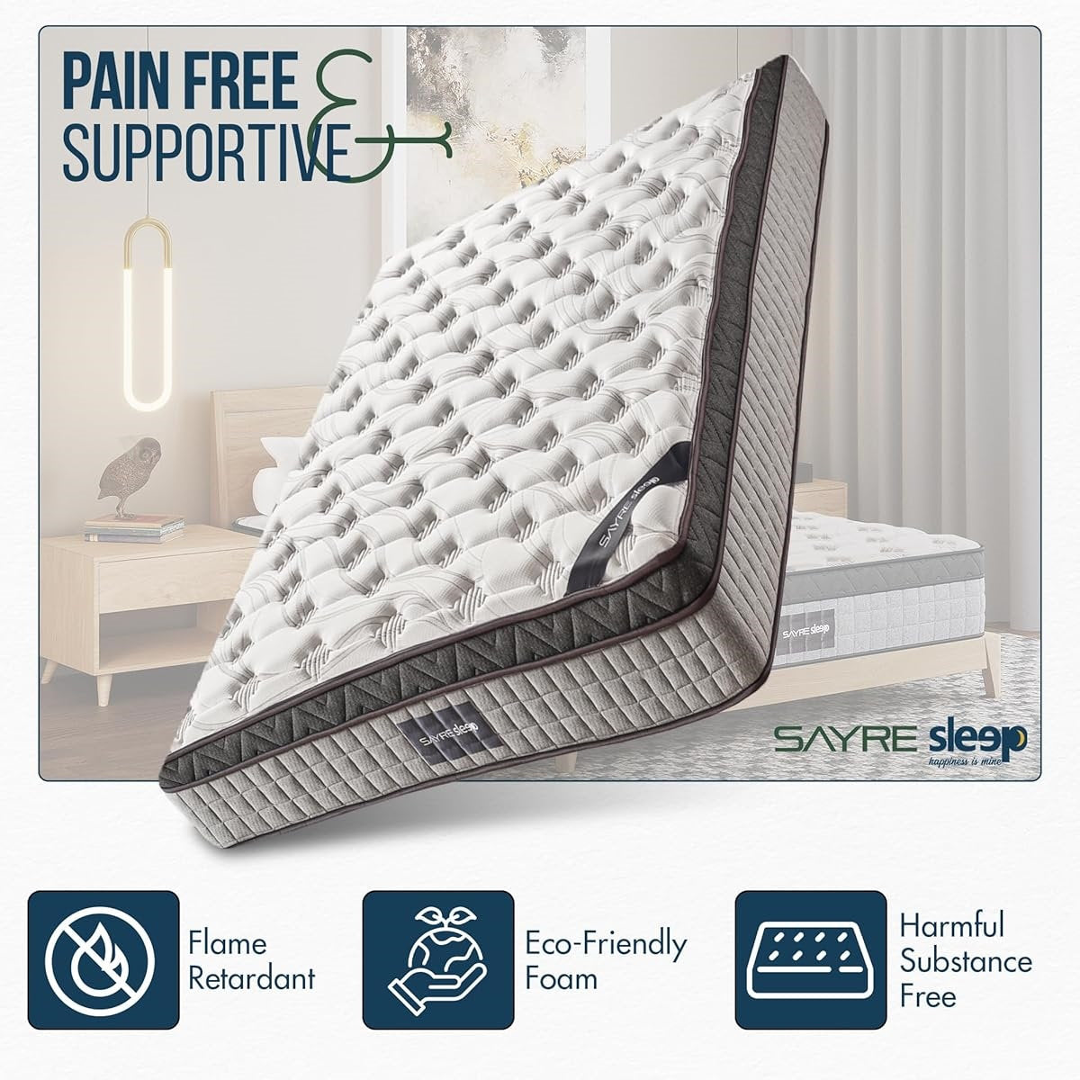 Rhuddlan Innerspring Hybrid and Cooling Gel Memory Foam Mattress, Pressure Relief, and Motion Isolation, CertiPUR-US and Oeko TEX Certified