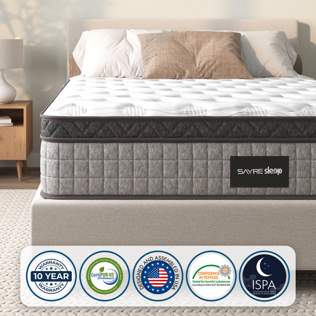 Rhuddlan Innerspring Hybrid and Cooling Gel Memory Foam Mattress, Pressure Relief, and Motion Isolation, CertiPUR-US and Oeko TEX Certified