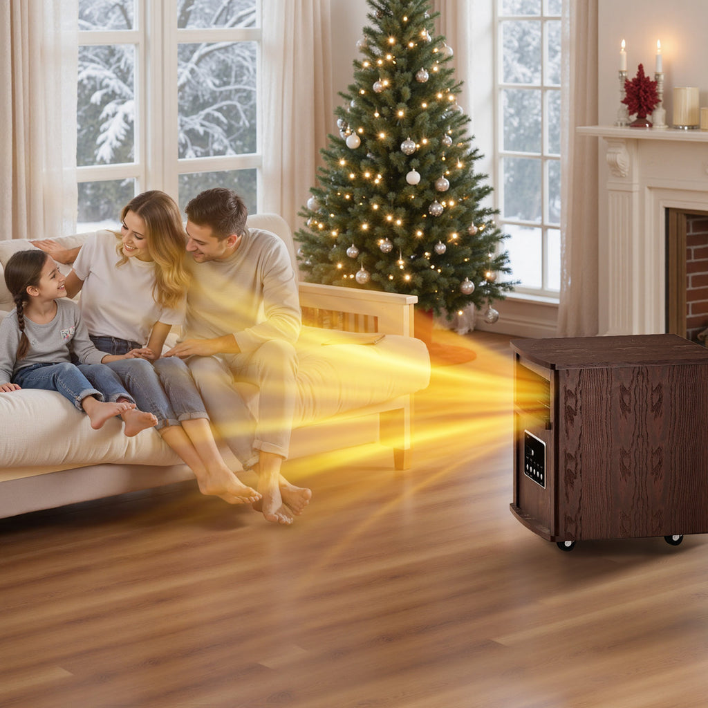 Riifi Infrared Space Heaters for Indoor Use, 1000/1500W with Wheels, Thermostat, C¡ã/F¡ã Switch, ECO