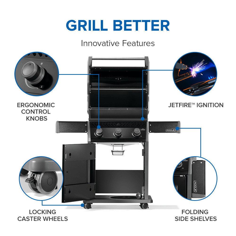 Rogue? 425 3-Burner Grill with Cast Iron Cooking Grids