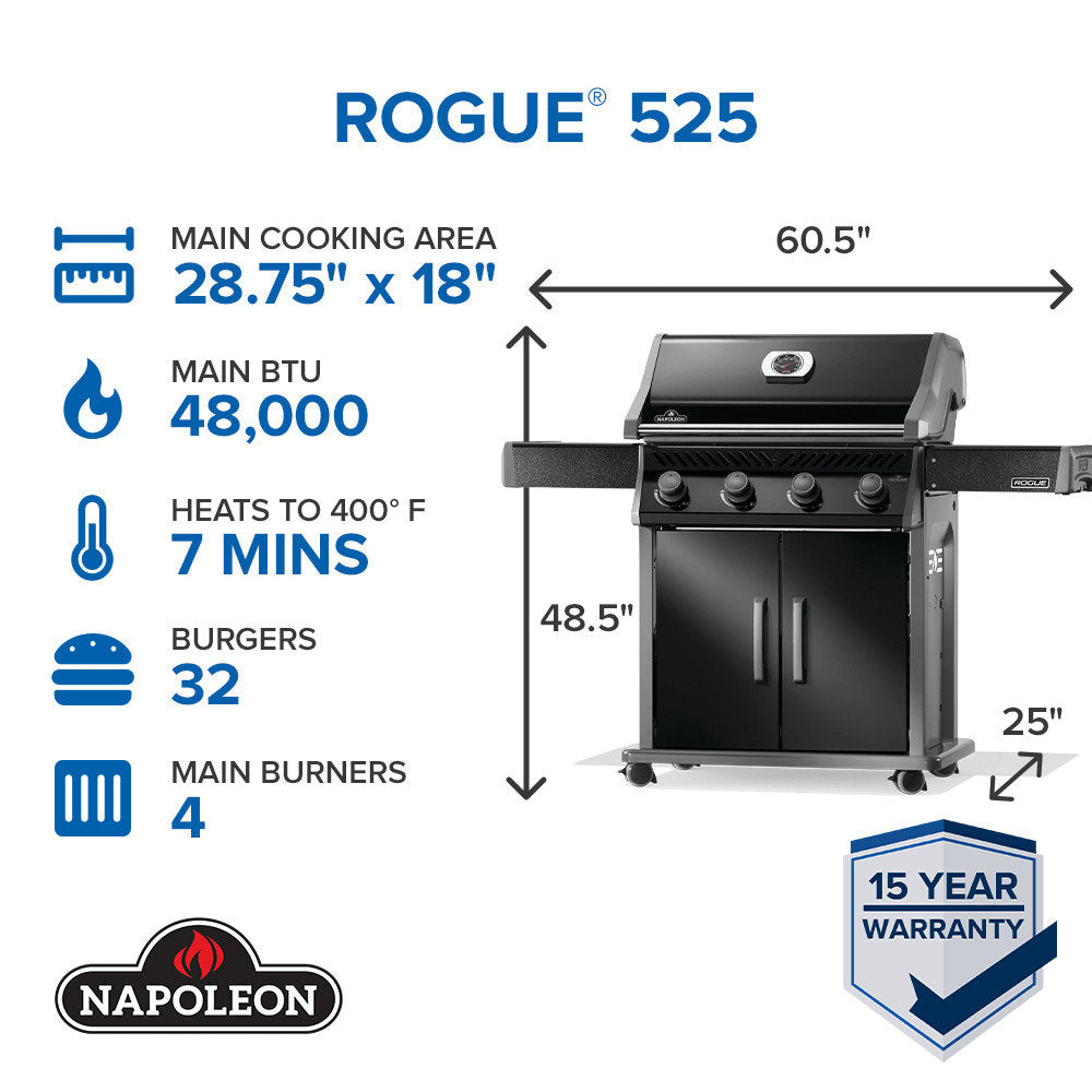 Rogue? 525 4-Burner Grill with Cast Iron Cooking Grids