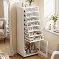 Rolling Jewelry & Makeup Cabinet with 7 Glass-Front Drawers and Locking Casters