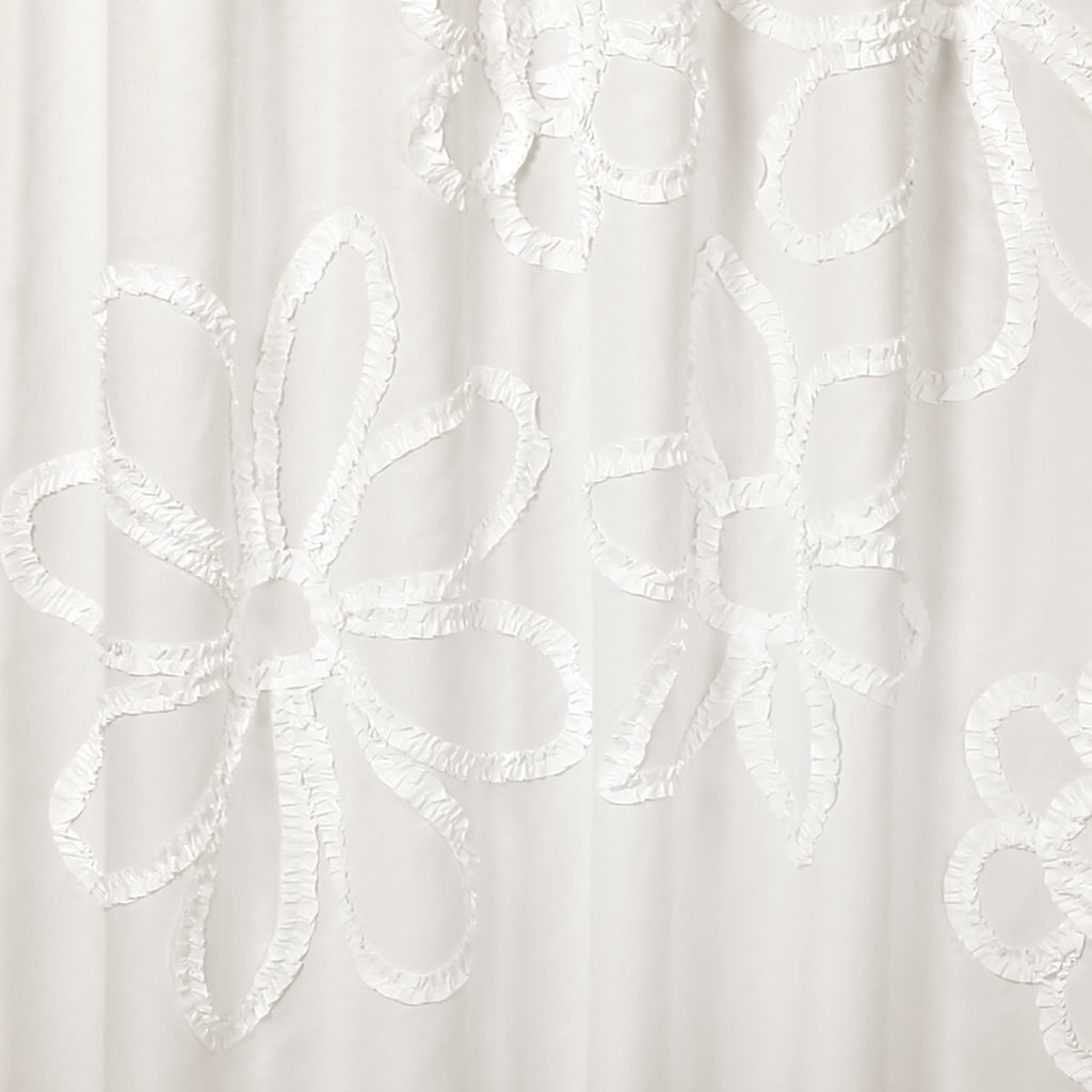Ruffle Flower Floral Shower Curtain