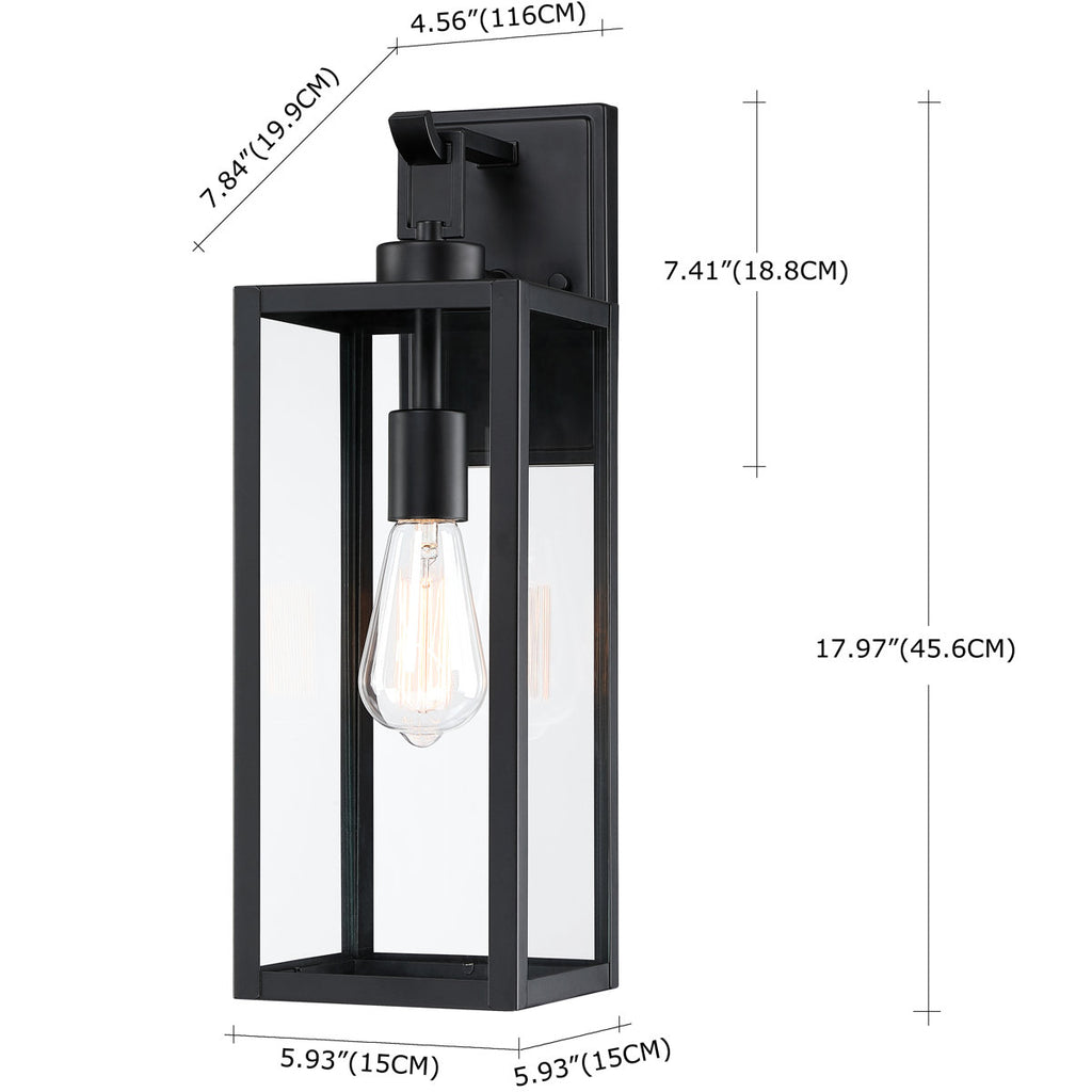 Schlesinger Black Steel Wall Light with High-transparency Glass
