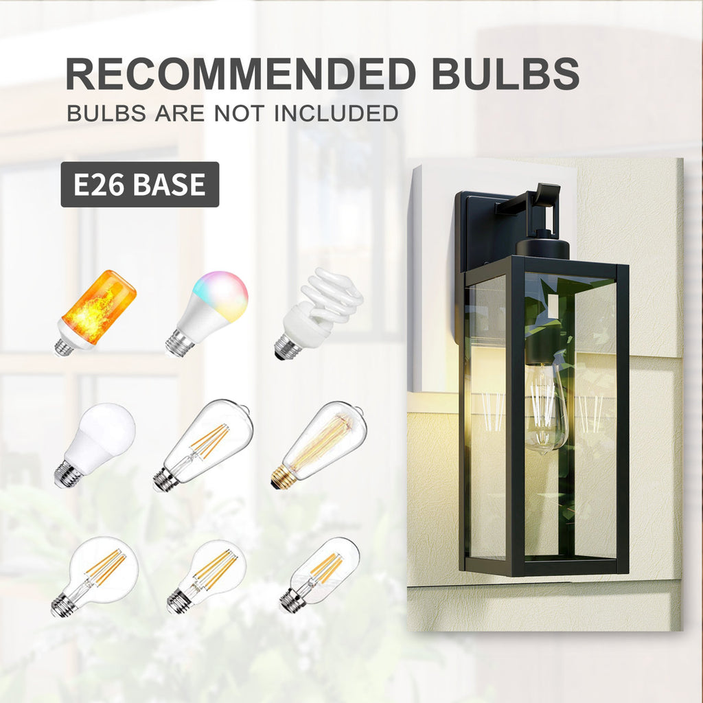 Schlesinger Black Steel Wall Light with High-transparency Glass