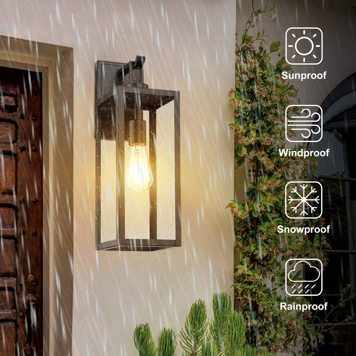 Schlesinger Black Steel Wall Light with High-transparency Glass