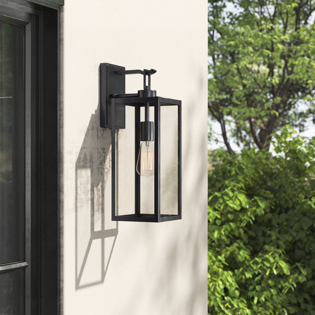 Schlesinger Black Steel Wall Light with High-transparency Glass