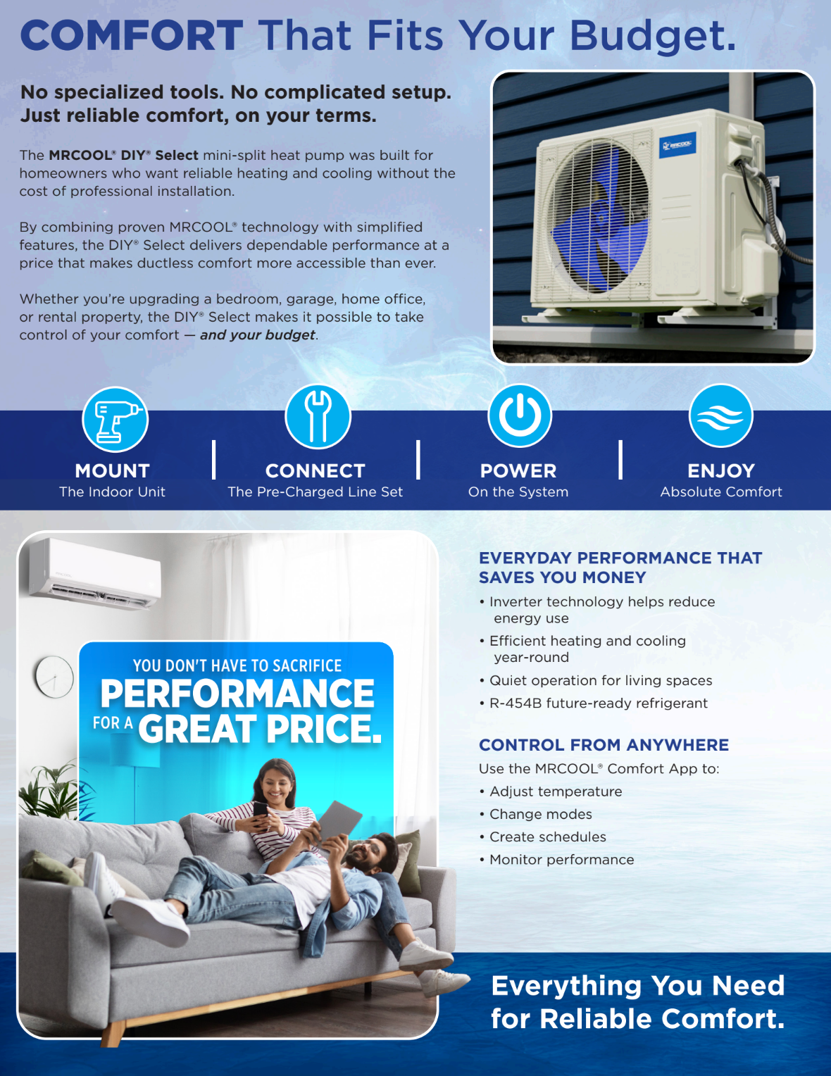 MRCOOL DIY Select 9K 9,000 BTU 17.5 SEER2 Single Zone Mini Split System with 11.5 ft. DIY Line Set  - R454B - 115V