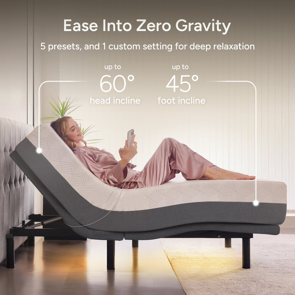 Sf Adjustable Bed With 14" Hybrid Mattress Included Massage, Usb, Underbed Light, Wireless Remote & App Control