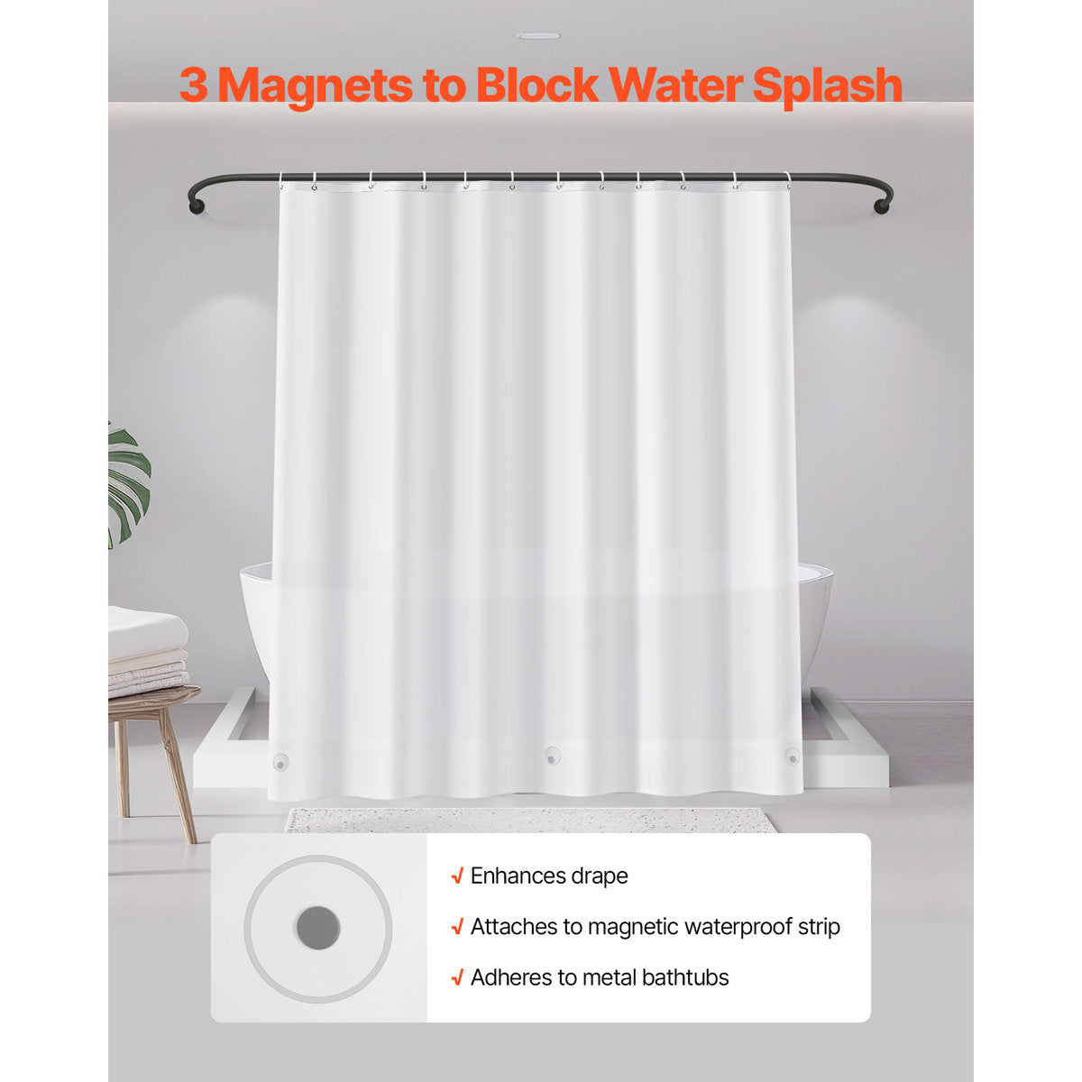 Shower Curtain Liner 8G PEVA Shower Liner 72 x 72 in for Bathroom Showers (Set of 2)