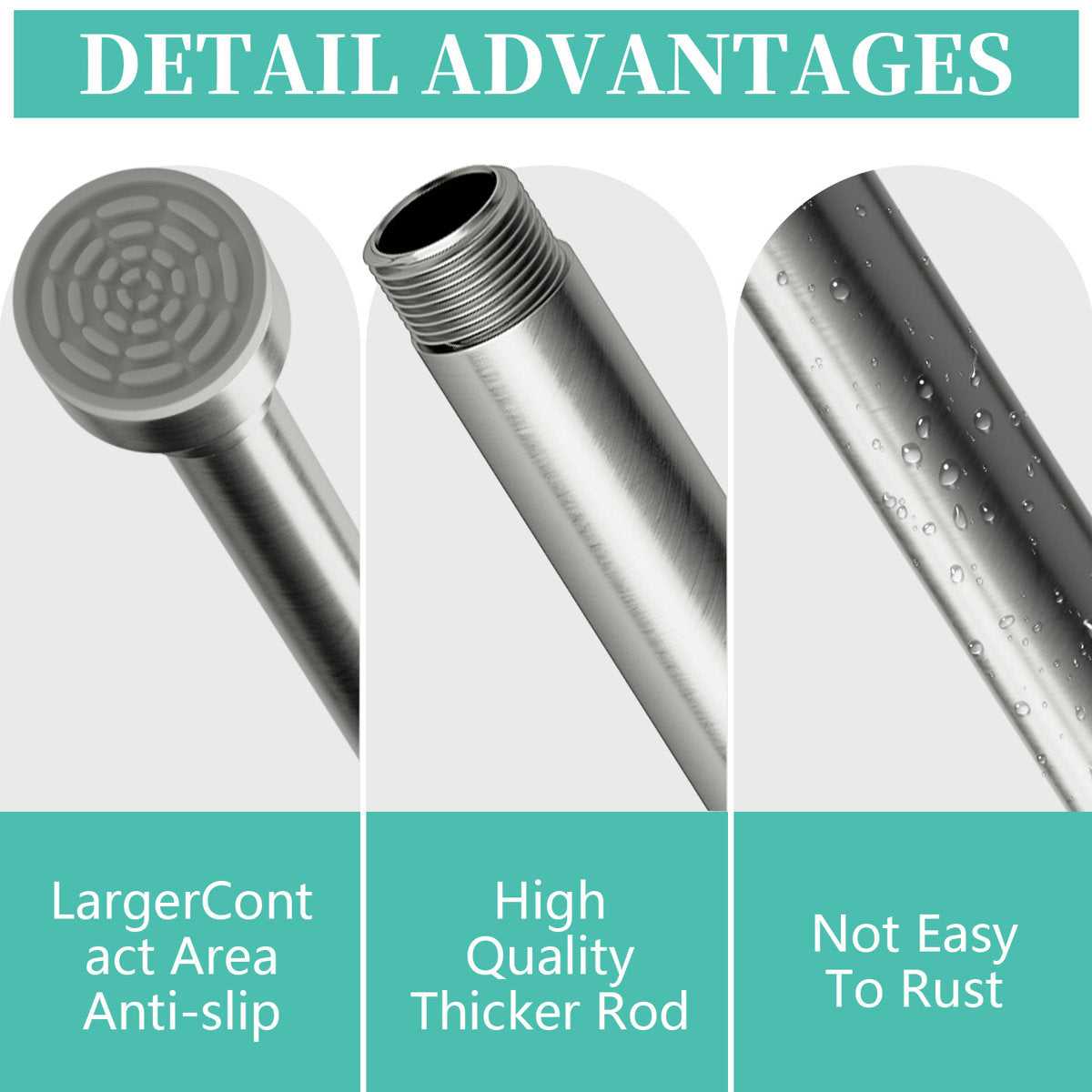 Shower Curtain Rod, 18-63.9 Inch Adjustable Spring Tension Curtain Rod, Never Rust Anti-slip Shower Curtain Rod For Bathroom, No Drilling, Never Collapse, Easy To Use