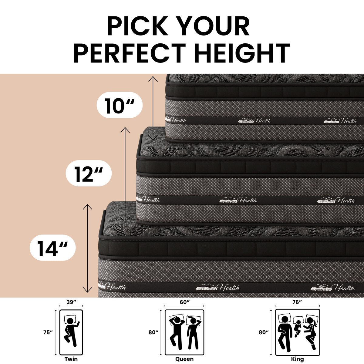 Sinegal Luxury 10" Medium-Firm Hybrid Mattress - Gel Memory Foam & Anti-Static Breathable Cover