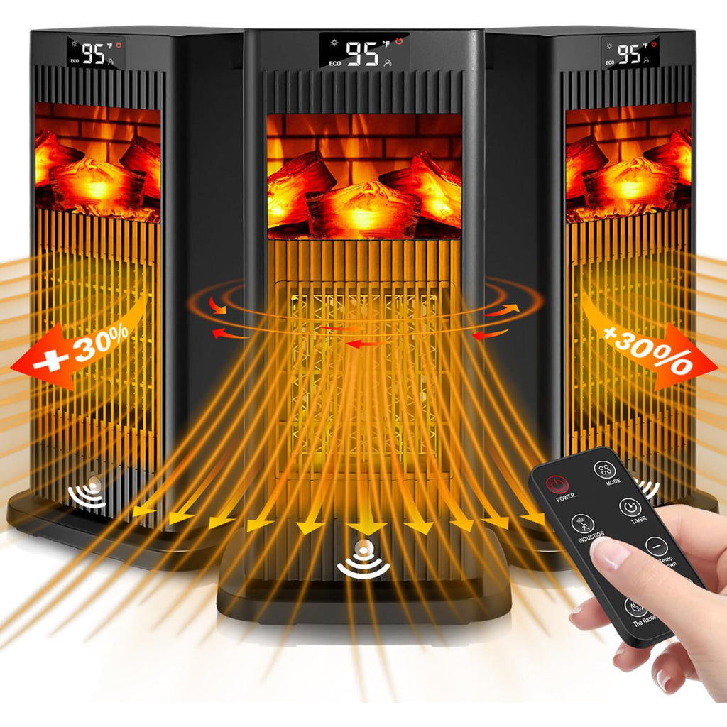 Smart 1500w Space Heater With 3d Flame Effect & Infrared Sensor