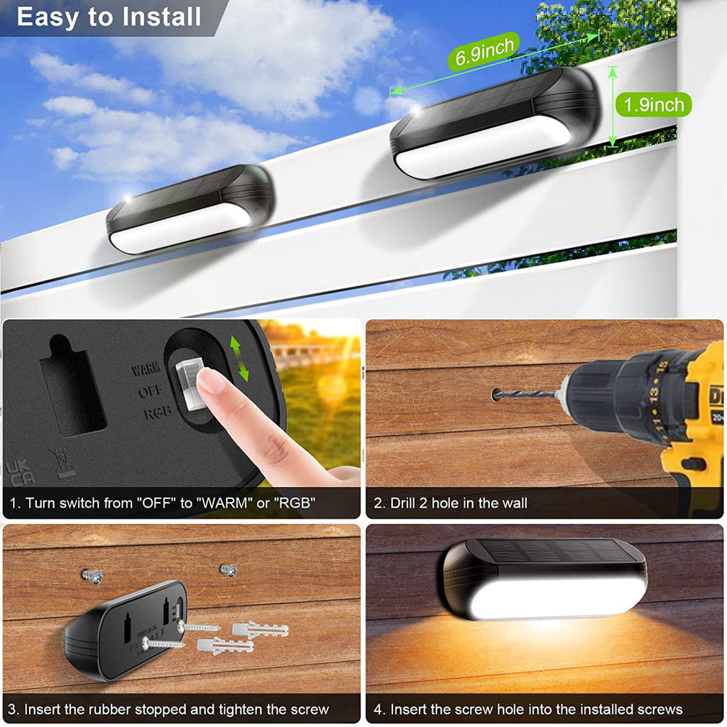 Solar Powered Integrated LED Step Light Pack (Set of 4)